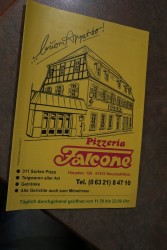Die Speisekarte der Pizzeria Falcone