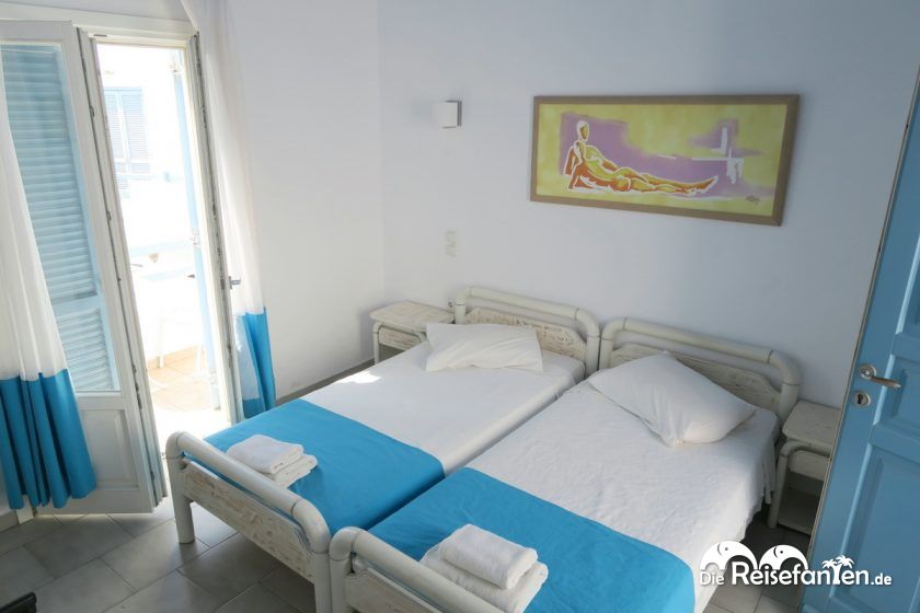 Das Schlafzimmer im Magas Hotel auf Mykonos