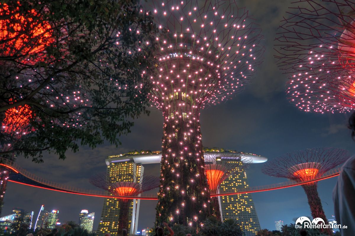 Gardens of the Bay mt Blick auf das Marina Bay Sands in Singapur