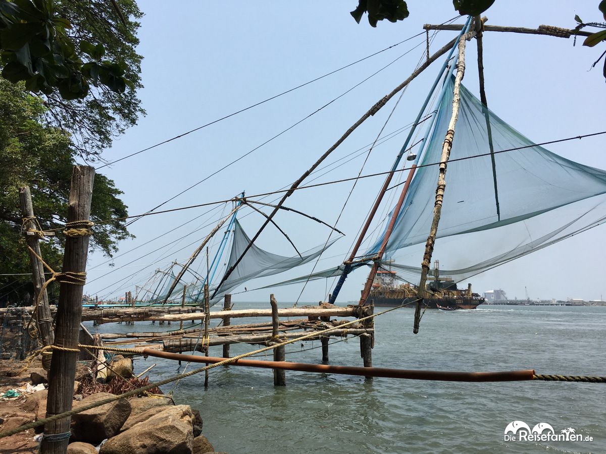 Blick Auf Die Chinesischen Fischernetze In Cochin Reisefanten De