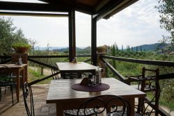 Frühstück mit Aussicht in der Fattoria Voltrona San Gimignano