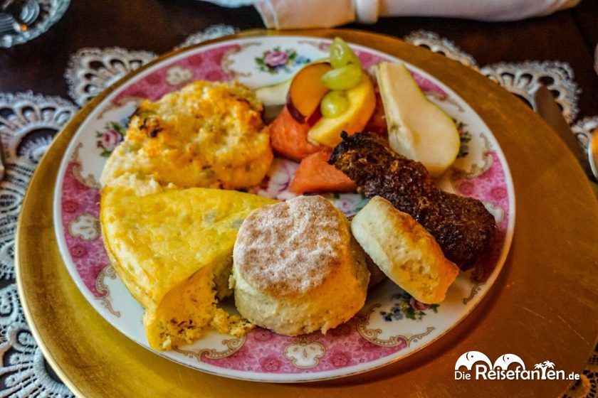 Leckeres Frühstück im Corners Mansion in Vicksburg, Mississippi