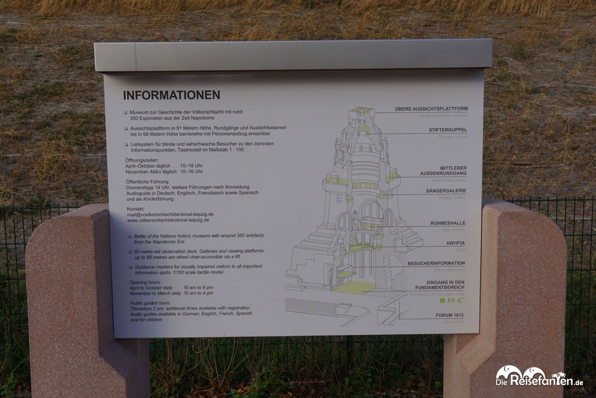 Informationstafel zum Völkerschacht Denkmal in Leipzig