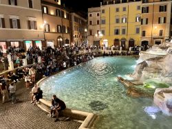 Besucher am Trevi Brunnen