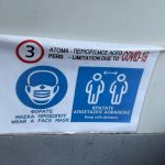 Covid Maßnahmen in der Seilbahn von Fira