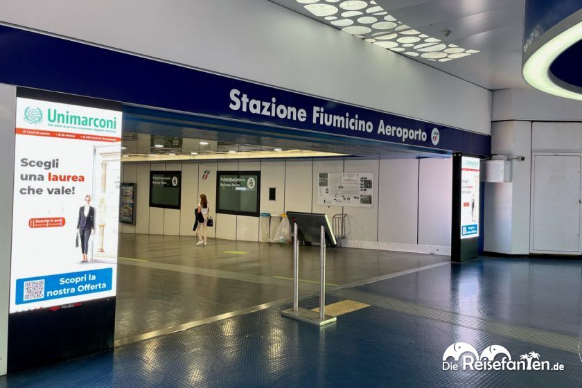 Bahnstation am Flughafen Fiumicino in Rom
