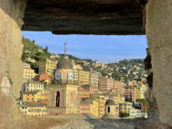 Blick von der Festung auf Camogli