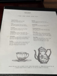 Teekarte im Reform Social & Grill in London